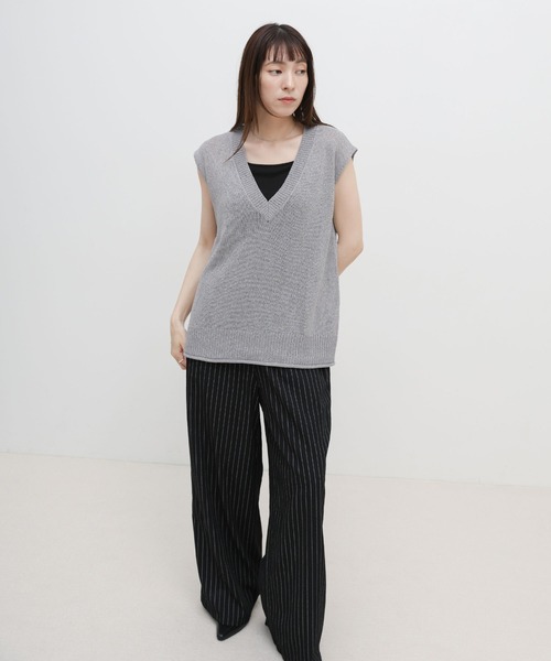 select MOCA（セレクトモカ）の「ドライタッチVネックサマーニットベスト（ニット/セーター・レディース・グレー/ベージュ/ブラック・FREE）」の5枚目の写真
