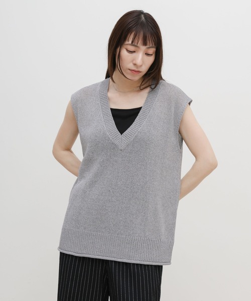 select MOCA（セレクトモカ）の「ドライタッチVネックサマーニットベスト（ニット/セーター・レディース・グレー/ベージュ/ブラック・FREE）」の16枚目の写真