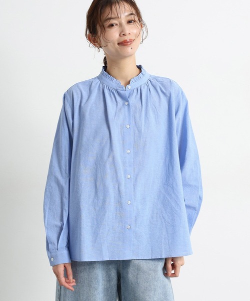 studio CLIP（スタディオクリップ）の「シングルガーゼ襟フリルブラウス（シャツ/ブラウス・レディース・オフホワイト/サックスブルー/その他1/その他2/ライトグリーン・MEDIUM/LARGE）」の8枚目の写真