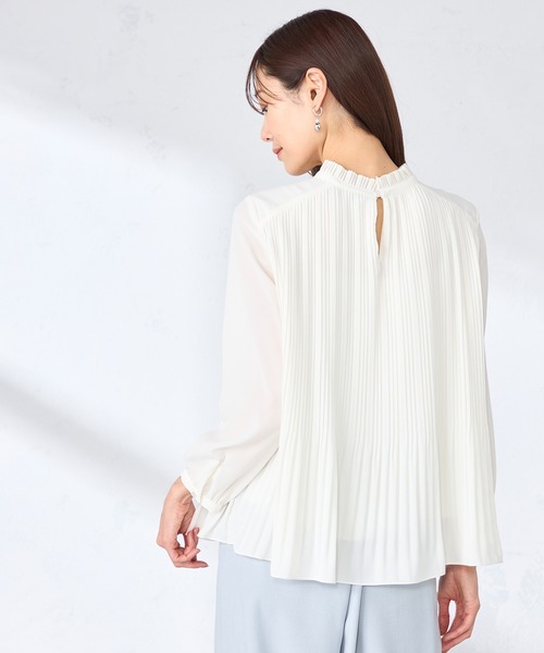 GALLORIA（ギャローリア）の「【洗濯機で洗える】プリーツブラウス（シャツ/ブラウス・レディース・アイボリー/ライトピンク/ネイビー・L/LL/M/S）」の5枚目の写真