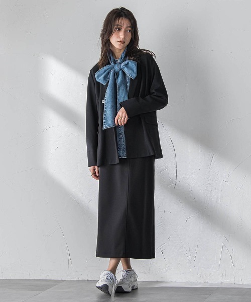 MAYSON GREY（メイソングレイ）の「【えらべるSETUP】叶えるIラインスカート≪手洗い可能≫（スカート・レディース・ブラック/オフホワイト・M）」の10枚目の写真