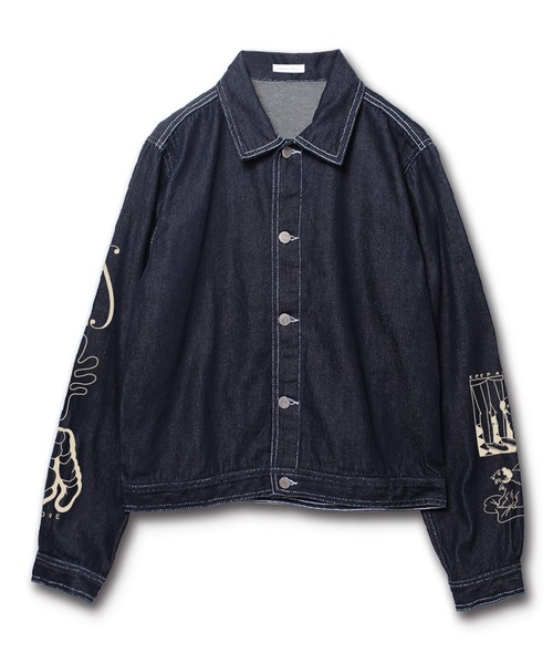 Common Noun(コモン ナウン)の「UKABU STORE×Common Noun “DOG” norahi デニムジャケット(デニムジャケット・レディース・インディゴブルー/ライトブルー・M/L)」の2枚目の写真