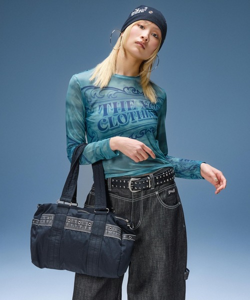 X-girl(エックスガール)の「2WAY DRUM BAG(ショルダーバッグ・レディース・ブラック/ベージュ/カモフラージュ・ONE SIZE)」の5枚目の写真