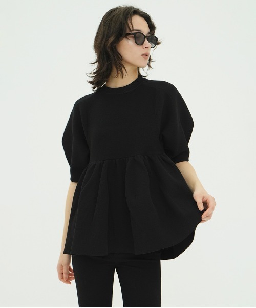 CLANE(クラネ)の「PEPLUM HALF SLEEVE KNIT TOPS(ニット/セーター・レディース・アイボリー/ブラック・F)」の10枚目の写真