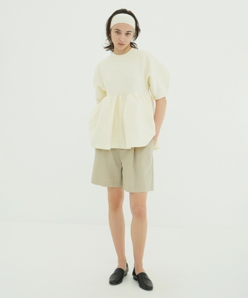 CLANE(クラネ)の「PEPLUM HALF SLEEVE KNIT TOPS(ニット/セーター・レディース・アイボリー/ブラック・F)」の8枚目の写真