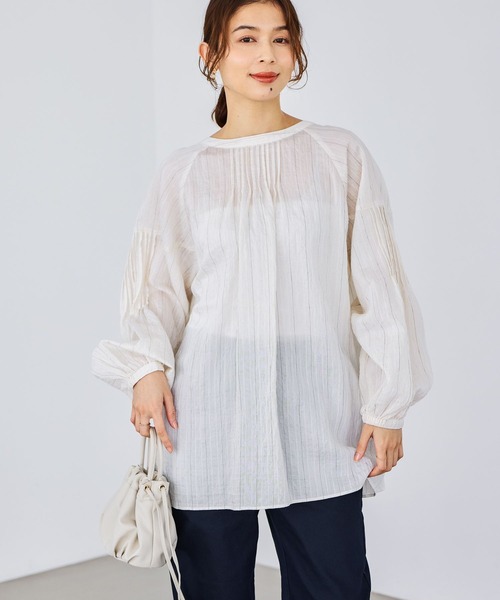 studio CLIP（スタディオクリップ）の「ダブルフロントリネン混ピンタックブラウス（シャツ/ブラウス・レディース・ラベンダー/アイボリー/ライトブルー/ライトグリーン・FREE）」の5枚目の写真
