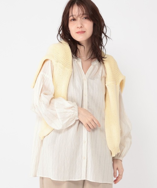 studio CLIP（スタディオクリップ）の「ダブルフロントリネン混ピンタックブラウス（シャツ/ブラウス・レディース・ラベンダー/アイボリー/ライトブルー/ライトグリーン・FREE）」の12枚目の写真