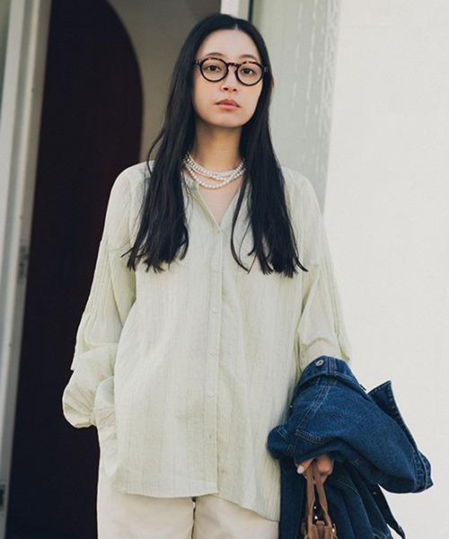 studio CLIP（スタディオクリップ）の「ダブルフロントリネン混ピンタックブラウス（シャツ/ブラウス・レディース・ラベンダー/アイボリー/ライトブルー/ライトグリーン・FREE）」の17枚目の写真