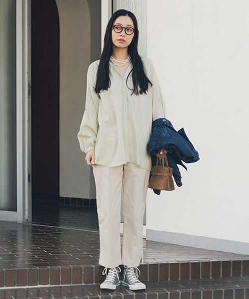 studio CLIP（スタディオクリップ）の「ダブルフロントリネン混ピンタックブラウス（シャツ/ブラウス・レディース・ラベンダー/アイボリー/ライトブルー/ライトグリーン・FREE）」の19枚目の写真