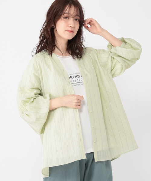 studio CLIP（スタディオクリップ）の「ダブルフロントリネン混ピンタックブラウス（シャツ/ブラウス・レディース・ラベンダー/アイボリー/ライトブルー/ライトグリーン・FREE）」の21枚目の写真