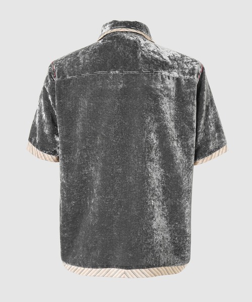 MASU（エムエーエスユー）の「UNEVEN VELVET HALF SLEEVE SHIRT（シャツ/ブラウス・メンズ・その他1/チャコール・48/46）」の4枚目の写真