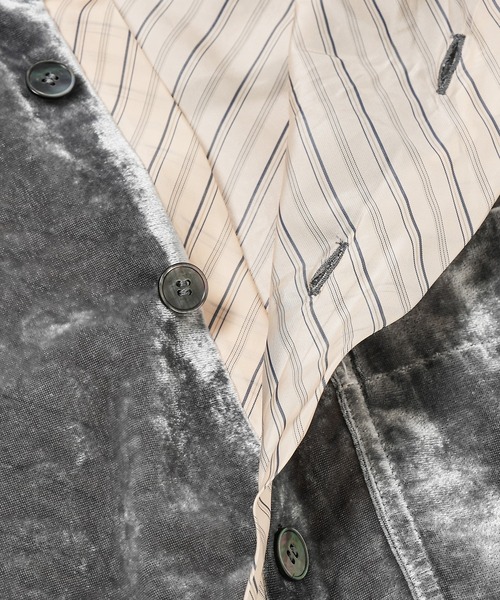 MASU（エムエーエスユー）の「UNEVEN VELVET HALF SLEEVE SHIRT（シャツ/ブラウス・メンズ・その他1/チャコール・48/46）」の6枚目の写真