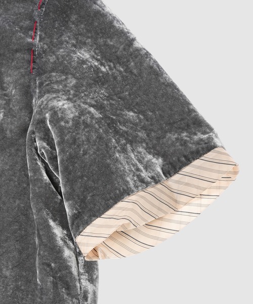 MASU（エムエーエスユー）の「UNEVEN VELVET HALF SLEEVE SHIRT（シャツ/ブラウス・メンズ・その他1/チャコール・48/46）」の7枚目の写真