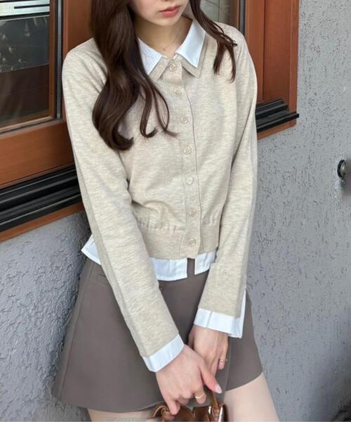 FREE'S MART（フリーズマート）の「◆Ⅰシャツフェイクレイヤードポロカーディガン（ニット/セーター・レディース・ネイビー/ベージュ/グレー系その他・FREE）」の3枚目の写真