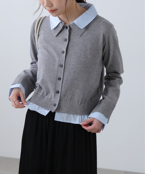FREE'S MART（フリーズマート）の「◆Ⅰシャツフェイクレイヤードポロカーディガン（ニット/セーター・レディース・ネイビー/ベージュ/グレー系その他・FREE）」の2枚目の写真