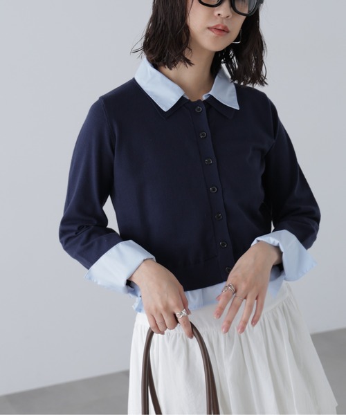 FREE'S MART（フリーズマート）の「◆Ⅰシャツフェイクレイヤードポロカーディガン（ニット/セーター・レディース・ネイビー/ベージュ/グレー系その他・FREE）」の5枚目の写真