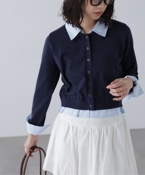 FREE'S MART（フリーズマート）の「◆Ⅰシャツフェイクレイヤードポロカーディガン（ニット/セーター・レディース・ネイビー/ベージュ/グレー系その他・FREE）」の6枚目の写真