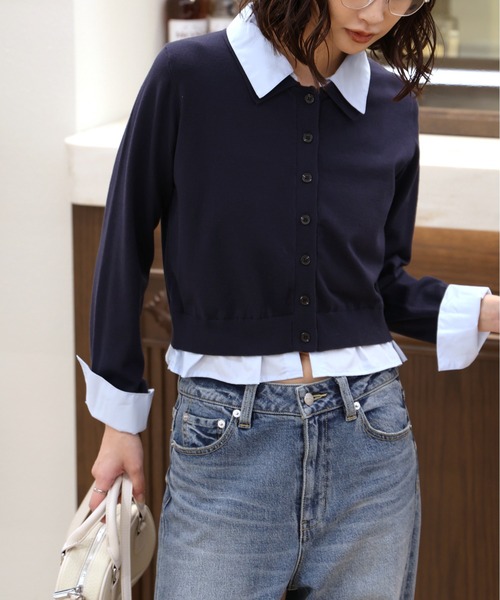 FREE'S MART（フリーズマート）の「◆Ⅰシャツフェイクレイヤードポロカーディガン（ニット/セーター・レディース・ネイビー/ベージュ/グレー系その他・FREE）」の8枚目の写真