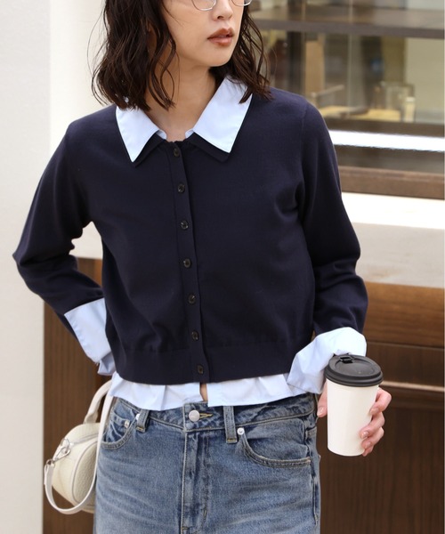 FREE'S MART（フリーズマート）の「◆Ⅰシャツフェイクレイヤードポロカーディガン（ニット/セーター・レディース・ネイビー/ベージュ/グレー系その他・FREE）」の9枚目の写真