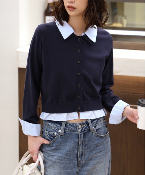 FREE'S MART（フリーズマート）の「◆Ⅰシャツフェイクレイヤードポロカーディガン（ニット/セーター・レディース・ネイビー/ベージュ/グレー系その他・FREE）」の10枚目の写真