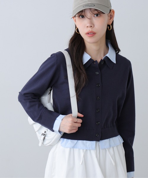 FREE'S MART（フリーズマート）の「◆Ⅰシャツフェイクレイヤードポロカーディガン（ニット/セーター・レディース・ネイビー/ベージュ/グレー系その他・FREE）」の14枚目の写真