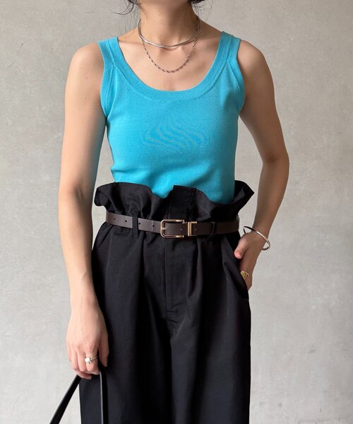 DouDou（ドゥドゥ）の「ハイツイストニットタンク（ニット/セーター・レディース・オフホワイト/ブルー/グレー/ブラック/オレンジ・FREE）」の8枚目の写真