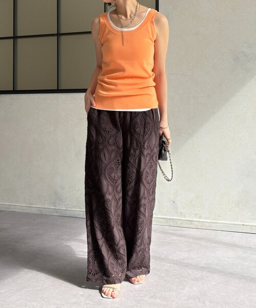 DouDou（ドゥドゥ）の「ハイツイストニットタンク（ニット/セーター・レディース・オフホワイト/ブルー/グレー/ブラック/オレンジ・FREE）」の12枚目の写真