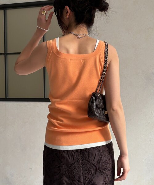 DouDou（ドゥドゥ）の「ハイツイストニットタンク（ニット/セーター・レディース・オフホワイト/ブルー/グレー/ブラック/オレンジ・FREE）」の19枚目の写真