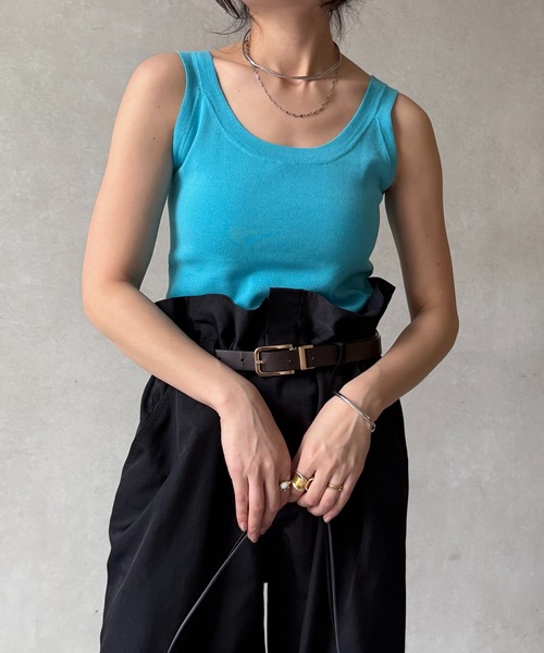 DouDou（ドゥドゥ）の「ハイツイストニットタンク（ニット/セーター・レディース・オフホワイト/ブルー/グレー/ブラック/オレンジ・FREE）」の4枚目の写真