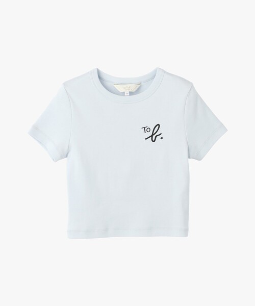 To b. by agnes b.(トゥービーバイアニエスベー)の「"To b."ロゴ コットン 半袖 クロップド Tシャツ(Tシャツ/カットソー・レディース・ブルー系その他・40/38)」の2枚目の写真