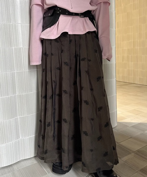 Ameri（アメリ）の「DOT FLOWER VEIL PANTS（その他パンツ・レディース・ブラウン/ホワイト・MEDIUM/SMALL）」の2枚目の写真