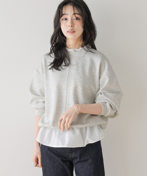 AMELY(エミリー)の「フリルヘムバルーンプルオーバー(Tシャツ/カットソー・レディース・ホワイト/ブラック/杢グレー・フリー)」の1枚目の写真