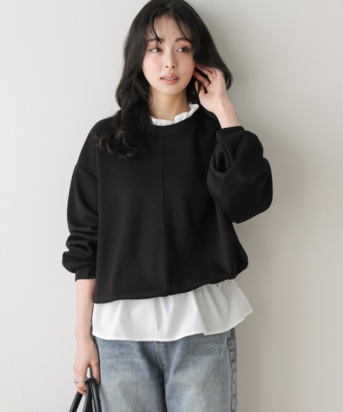 AMELY(エミリー)の「フリルヘムバルーンプルオーバー(Tシャツ/カットソー・レディース・ホワイト/ブラック/杢グレー・フリー)」の3枚目の写真