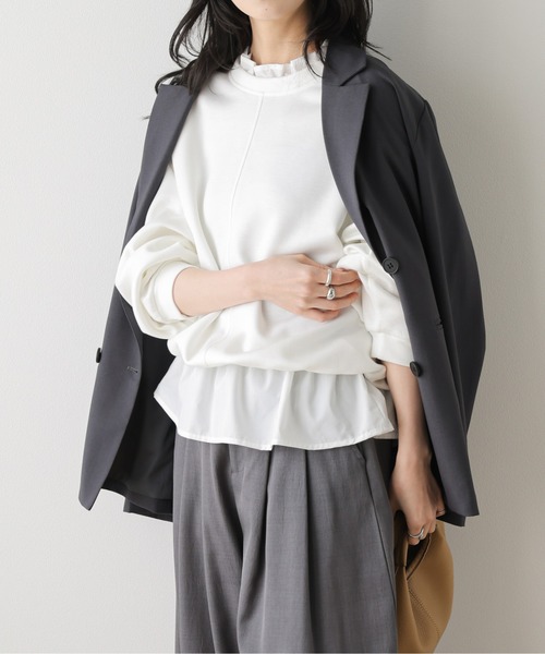 AMELY(エミリー)の「フリルヘムバルーンプルオーバー(Tシャツ/カットソー・レディース・ホワイト/ブラック/杢グレー・フリー)」の5枚目の写真