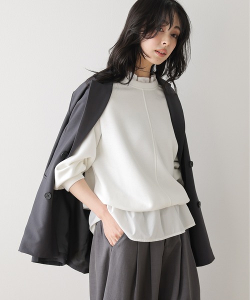 AMELY(エミリー)の「フリルヘムバルーンプルオーバー(Tシャツ/カットソー・レディース・ホワイト/ブラック/杢グレー・フリー)」の6枚目の写真