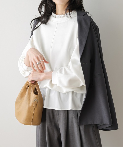AMELY(エミリー)の「フリルヘムバルーンプルオーバー(Tシャツ/カットソー・レディース・ホワイト/ブラック/杢グレー・フリー)」の7枚目の写真