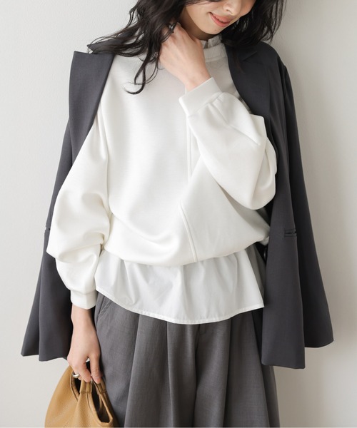 AMELY(エミリー)の「フリルヘムバルーンプルオーバー(Tシャツ/カットソー・レディース・ホワイト/ブラック/杢グレー・フリー)」の8枚目の写真
