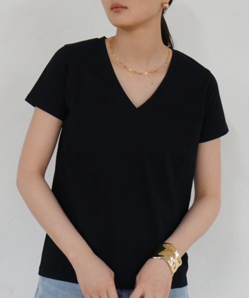 LOUNGEDRESS（ラウンジドレス）の「ディープVカットソー（Tシャツ/カットソー・レディース・ブラック/ベージュ/オフホワイト・FREE）」の3枚目の写真