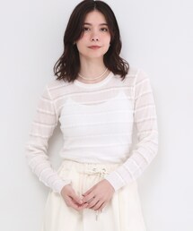 OPAQUE.CLIP | シアーボーダーリブニット【洗濯機OK】(ニット/セーター)