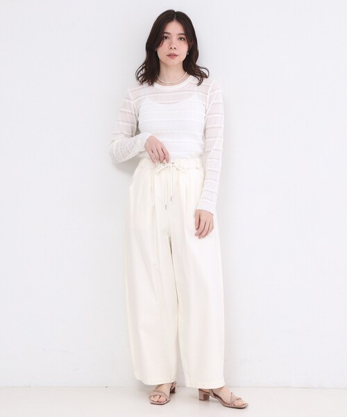 OPAQUE.CLIP(オペークドットクリップ)の「シアーボーダーリブニット【洗濯機OK】(ニット/セーター・レディース・ブラック/オフホワイト/ブルー・00)」の5枚目の写真