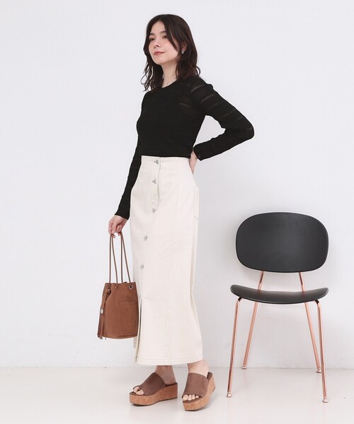 OPAQUE.CLIP(オペークドットクリップ)の「シアーボーダーリブニット【洗濯機OK】(ニット/セーター・レディース・ブラック/オフホワイト/ブルー・00)」の10枚目の写真