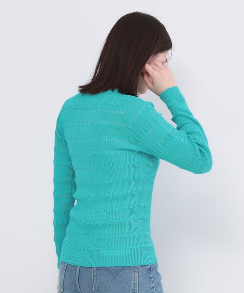 OPAQUE.CLIP(オペークドットクリップ)の「シアーボーダーリブニット【洗濯機OK】(ニット/セーター・レディース・ブラック/オフホワイト/ブルー・00)」の12枚目の写真