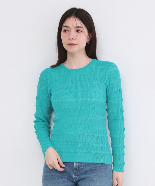 OPAQUE.CLIP(オペークドットクリップ)の「シアーボーダーリブニット【洗濯機OK】(ニット/セーター・レディース・ブラック/オフホワイト/ブルー・00)」の16枚目の写真