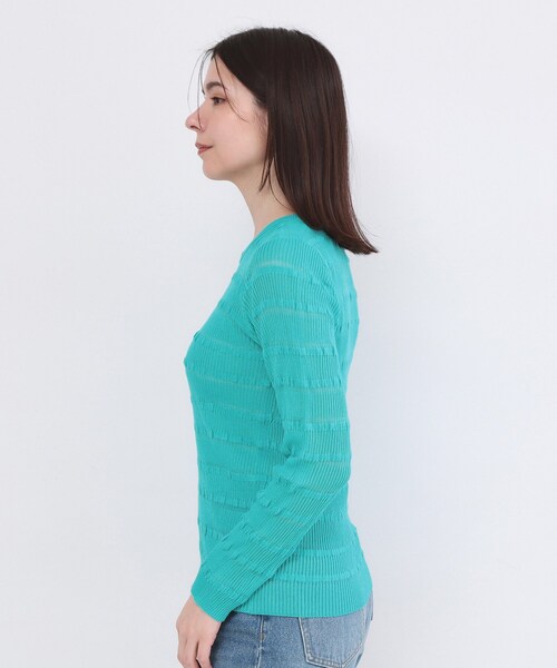 OPAQUE.CLIP(オペークドットクリップ)の「シアーボーダーリブニット【洗濯機OK】(ニット/セーター・レディース・ブラック/オフホワイト/ブルー・00)」の17枚目の写真