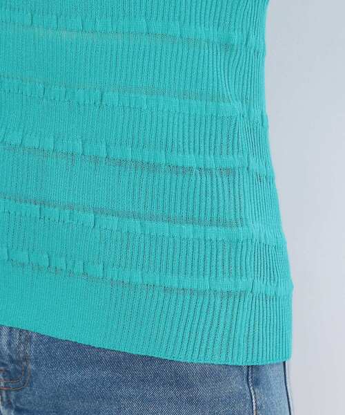 OPAQUE.CLIP(オペークドットクリップ)の「シアーボーダーリブニット【洗濯機OK】(ニット/セーター・レディース・ブラック/オフホワイト/ブルー・00)」の21枚目の写真