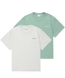 [2PACK] レディース クールコットンエッセンシャルTシャツ エクリュ+サーフグリーン