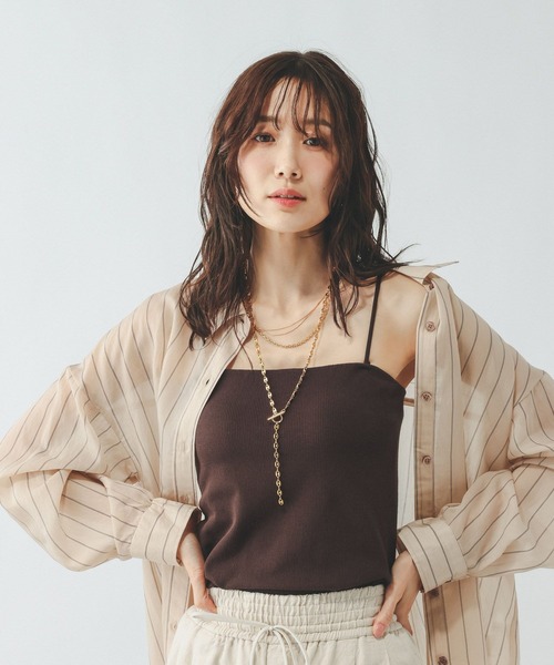 GLOBAL WORK（グローバルワーク）の「Fffit エフィット/カップ付きリブキャミストレート/625140（キャミソール・レディース・ダークブラウン/ブラック/オフホワイト・X-LARGE/MEDIUM/SMALL/LARGE）」の12枚目の写真