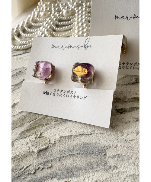tone(トーン)の「【marumusubi】viola squareイヤリング(MA)(イヤリング・レディース・イエロー/ブルー・FREE)」の8枚目の写真