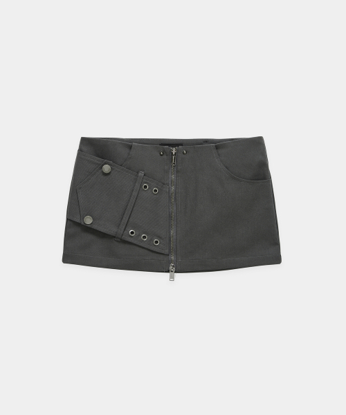 ETRE AU SOMMET(エトレオソメ)の「Front Zip Belt Detail Mini Skirt (Dark Gray)(スカート・レディース・ダークグレー・FREE)」の8枚目の写真