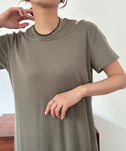 junoah（ジュノア）の「【取り外し可能パット付き】レイヤードカットソーワンピースset（ワンピース・レディース・チャコール/グレイッシュベージュ/ブラック・LARGE/MEDIUM/SMALL）」の9枚目の写真